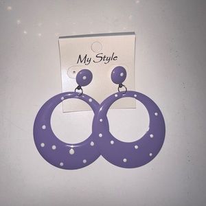 Light Purple + White Polka Dots Esrrings